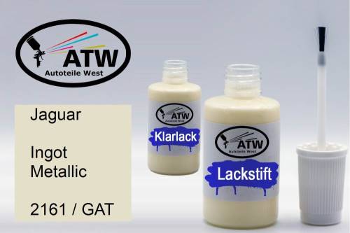 Jaguar, Ingot Metallic, 2161 / GAT: 20ml Lackstift + 20ml Klarlack - Set, von ATW Autoteile West.